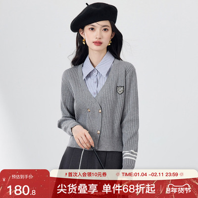 SeRinaBlue学院风假两件针织衫