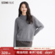 SeRinaBlue商场同款 设计感灰色斜肩毛衣女保暖羊毛衫 2025冬季 新款