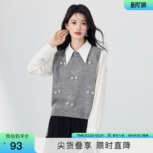 针织套头针织衫 圆领无袖 马夹女上衣春 Blue沙芮娜2026新款 SeRina