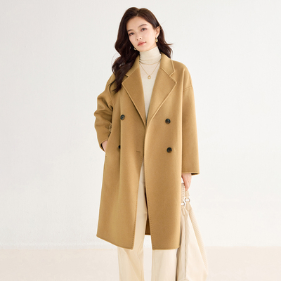 SerinaBlue女士羊毛双面呢大衣