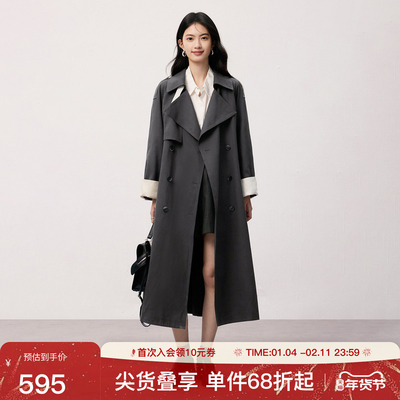 SeRinaBlue英伦风翻领宽松女风衣