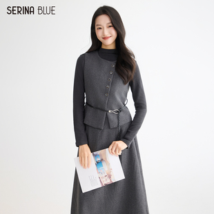 套装 SeRinaBlue商场同款 马甲裙裤 新款 女气质小香风三件套 2025冬季