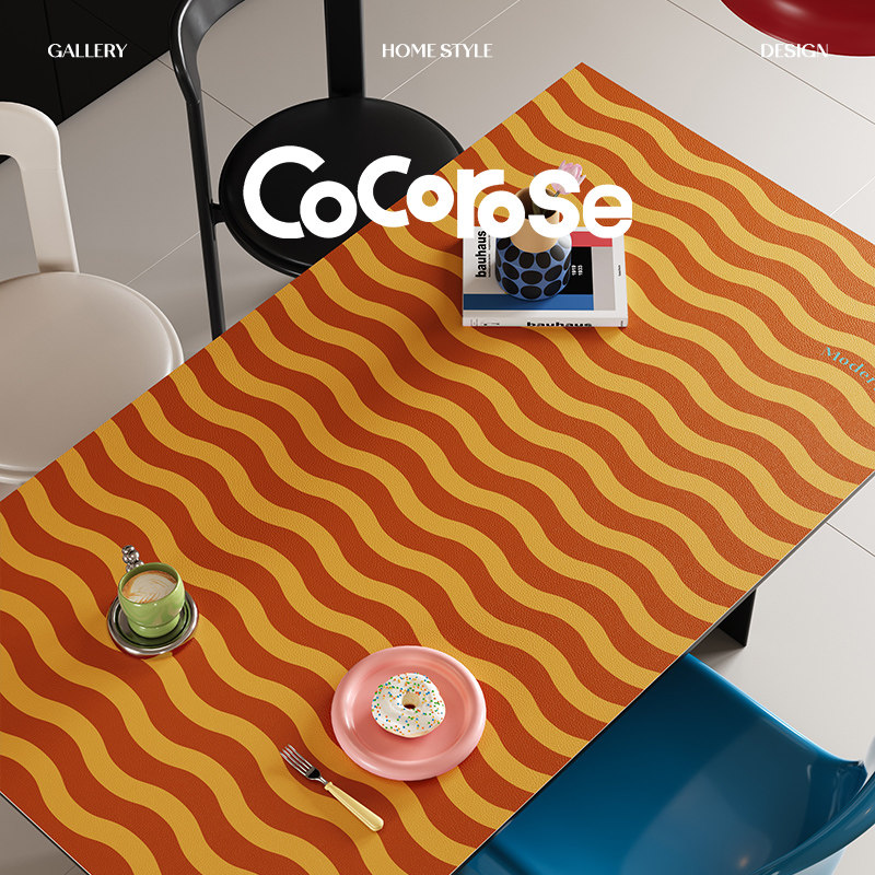 糖果想象波浪多巴胺餐桌垫保护垫防水防油防烫耐高温皮革台面定制