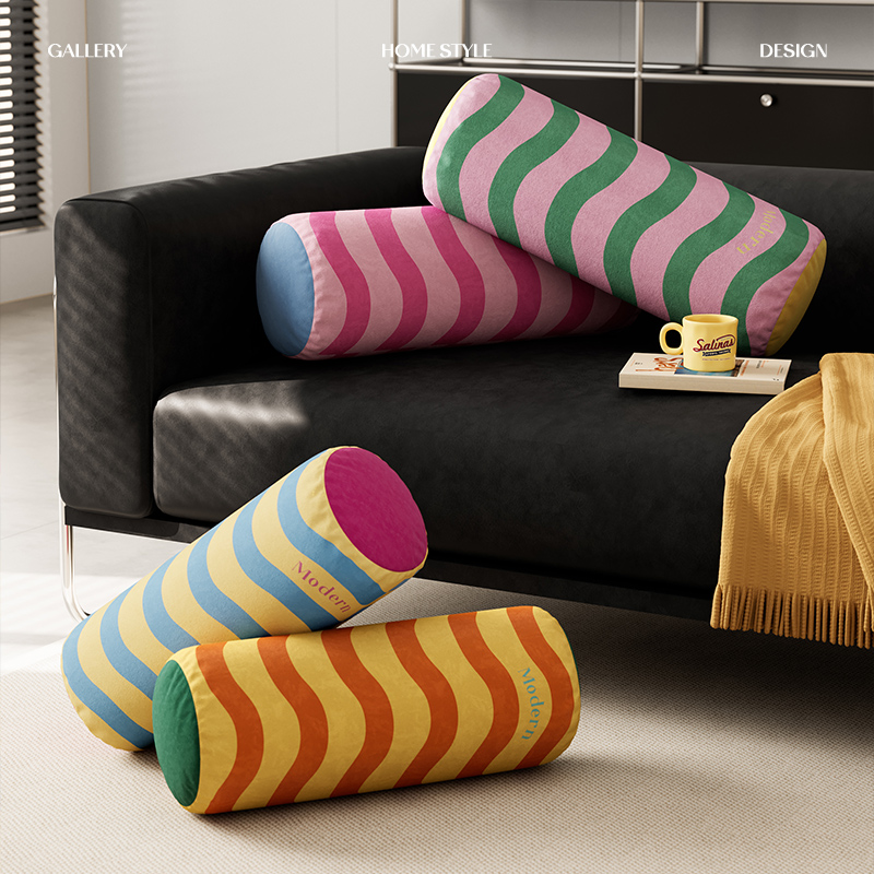 沙发抱枕客厅圆柱短毛绒扶手枕