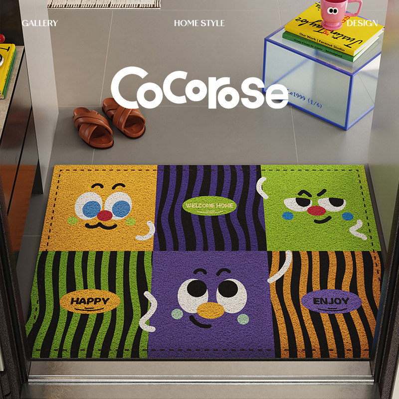 小怪兽多巴胺拼接新款丝圈入户门地垫进门脚垫蹭土防滑耐脏可裁剪,居家布艺,入户地垫,淘宝优惠券,粉丝福利购,淘宝优惠卷