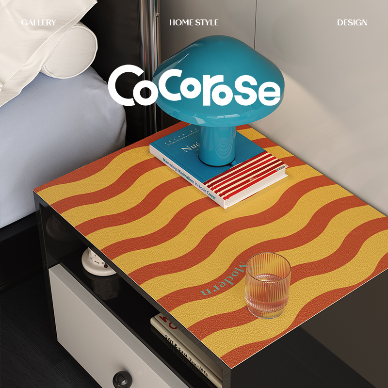 多巴胺波浪少女心床头柜垫桌布