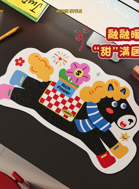 小马卷卷新年礼物红色高颜值鼠标垫静音卡通马儿免洗皮革鼠标垫子