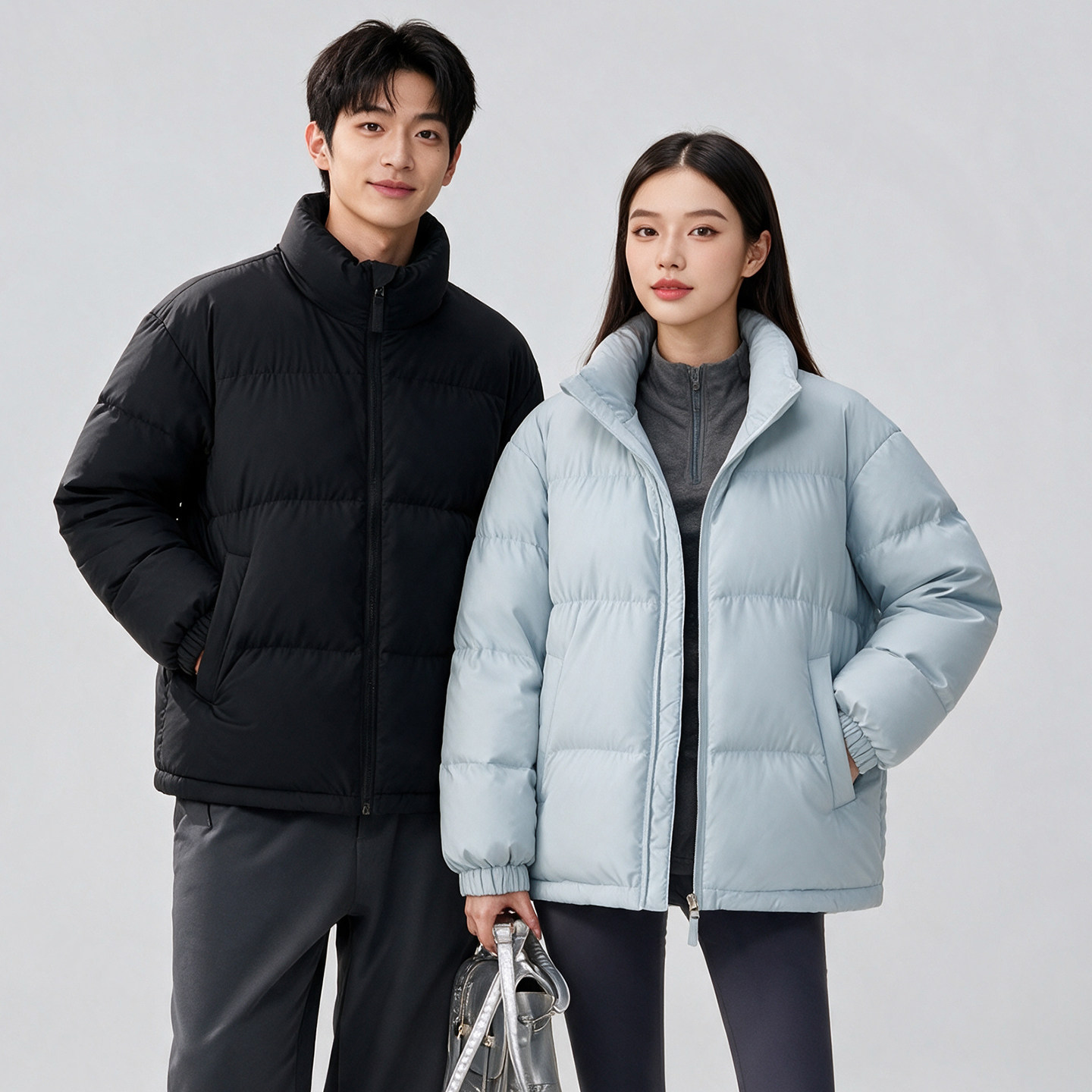 立领雪中飞同款百搭羽绒服拉链