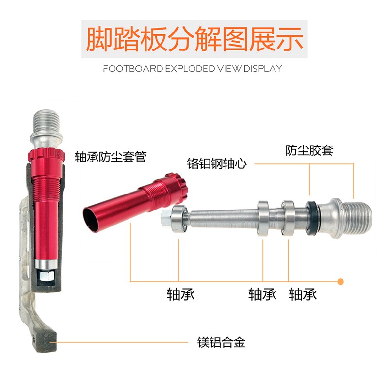 轻量镁合金脚踏板3轴承自行车脚踏山地车长途骑行 舒适宽大脚踏板