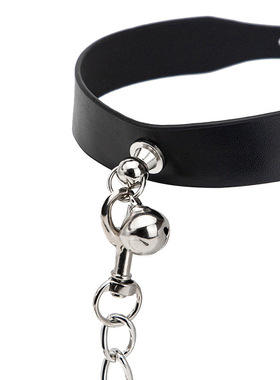 母狗项圈脖链男朋友颈带女生项链金皮质人用项圈刻字牵引绳狗链
