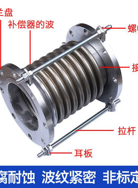 极速不锈钢波纹补偿器304波纹管dn50/100金属软管拉杆伸缩膨胀节
