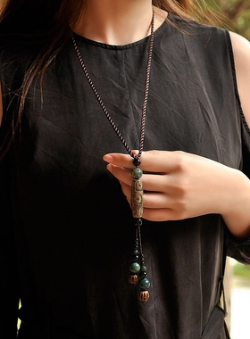 复古洋装项链子长款到胸毛衣链百搭女简约民族风挂件挂饰装饰品