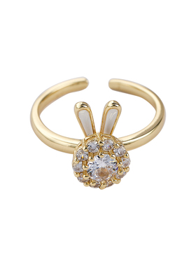 会旋转的兔子戒指耳环可爱灵动戒子可调节食指戒轻奢小众设计戒指