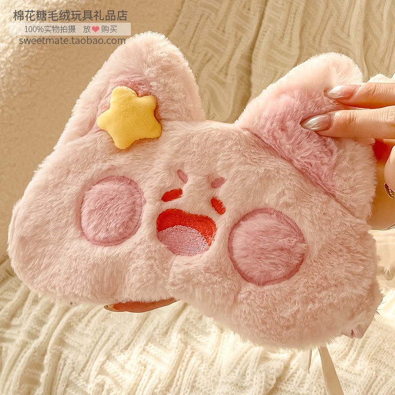 极速柔软猫咪毛绒眼罩可爱卡通少女心情侣睡眠遮光不压眼助眠眼罩
