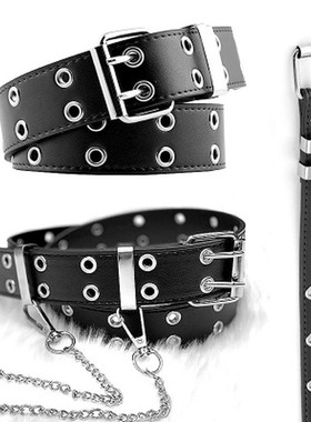 Fashion Alloy Luxury Leather Chain Belt Straps for Women Men