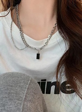 Autumn winter Black zircon Mosaic hiphop joker Sweater chain