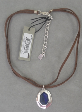 R 皮绳 青金石 短款  项链
