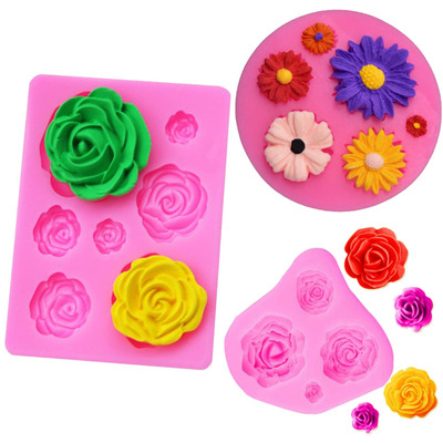 3D Rose Flower Bloom Silicone Fondant Soap Cake Mold Cupcake