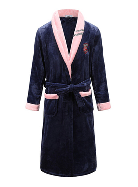 Autumn/Winter Men Nightgown Kimono Bathrobe Gown Coral Fleec