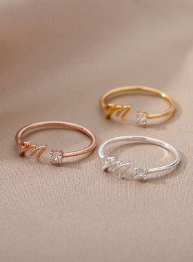 Exquisite Simple Initial Letter Rings For Women Stackable Na