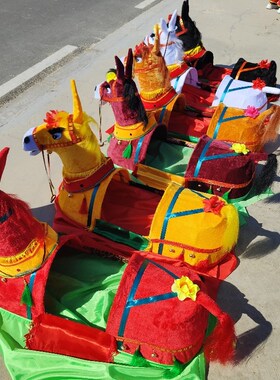 速发秧歌灰色马河南服毛驴舞蹈省装头饰演套饶平布马全出道具马灯