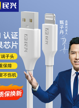 民兴适用苹果充电线mfi认证iPhone12 13 14手机lightning数据线pd快充线iPad充电器线加长车载手机线usb接口