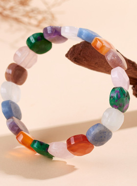 柏利来天然水晶多宝手排简约大气多彩糖果色爆款女士百搭手排