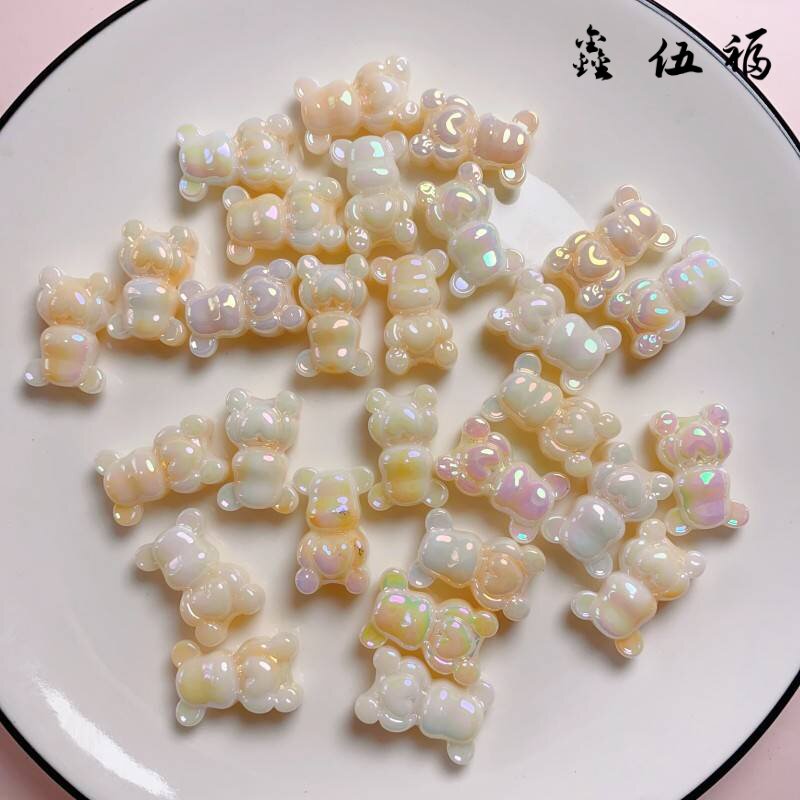 现货速发高货uv镀彩双色渐层爱心直孔散珠手工饰品手机挂绳配件材
