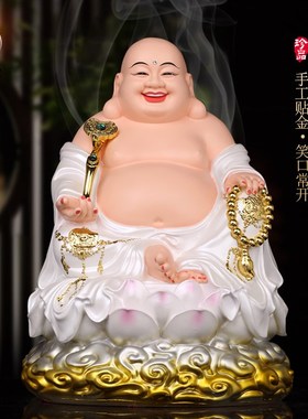 速发用金弥家佛菩萨佛像大肚笑佛客厅办公司店铺勒贴供奉招财树脂