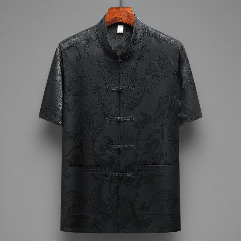 速发唐装男古风中老年人新中式汉服爸爸爷爷晨练太极服夏