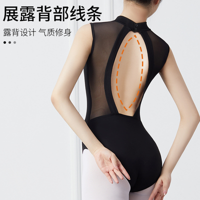 速发舞蹈练功服体人服蕾舞黑色露背体操形成芭艺考基训连体服舞蹈