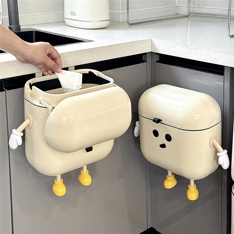 速发厨房垃圾桶卫挂式家爱带盖子大号厨余壁生桶客厅台面可用纸篓