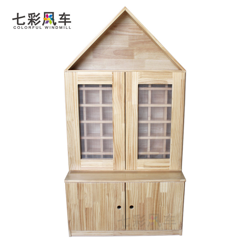 速发幼儿园口杯架全实木水杯架儿童茶水柜木制带门挂壁组合储物柜