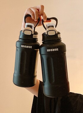 速发大容量黑色保温杯生高颜值6便锈钢水杯不携杯子水吨男吨壶桶