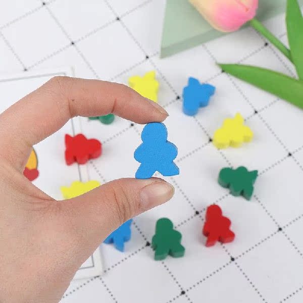 新品10Pcs Wooden Humanoid Pawn Chess Pieces 4 Colors Standar