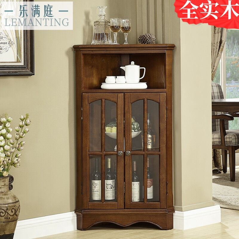 新品廠促樂滿庭美式全實木角柜客廳玻璃門轉(zhuǎn)角柜飯廳墻角收納柜歐