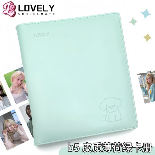 LOVELY B5皮质薄荷绿卡册收藏卡拍立得明信片多尺寸内页收纳册
