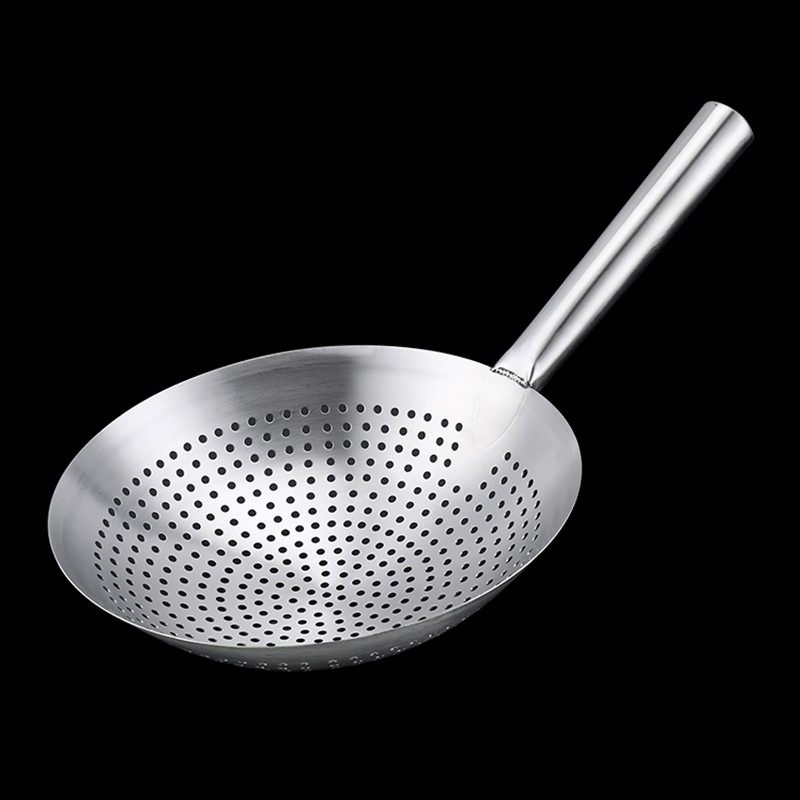 速发0子不漏钢大锈勺4厨师专用油炸过滤网家用厨房商用大号捞勺漏