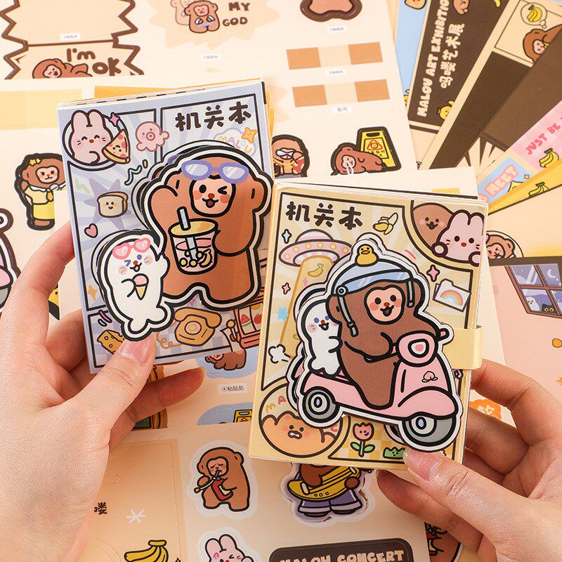 速发小书吗喽机关猴~儿童安静书立体免剪裁玩手工孩具立体贴纸本