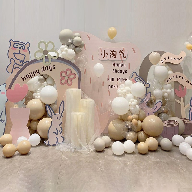 速发宝宝一百岁生日布置装饰森系满月百日宴抓天背景墙板周周气球