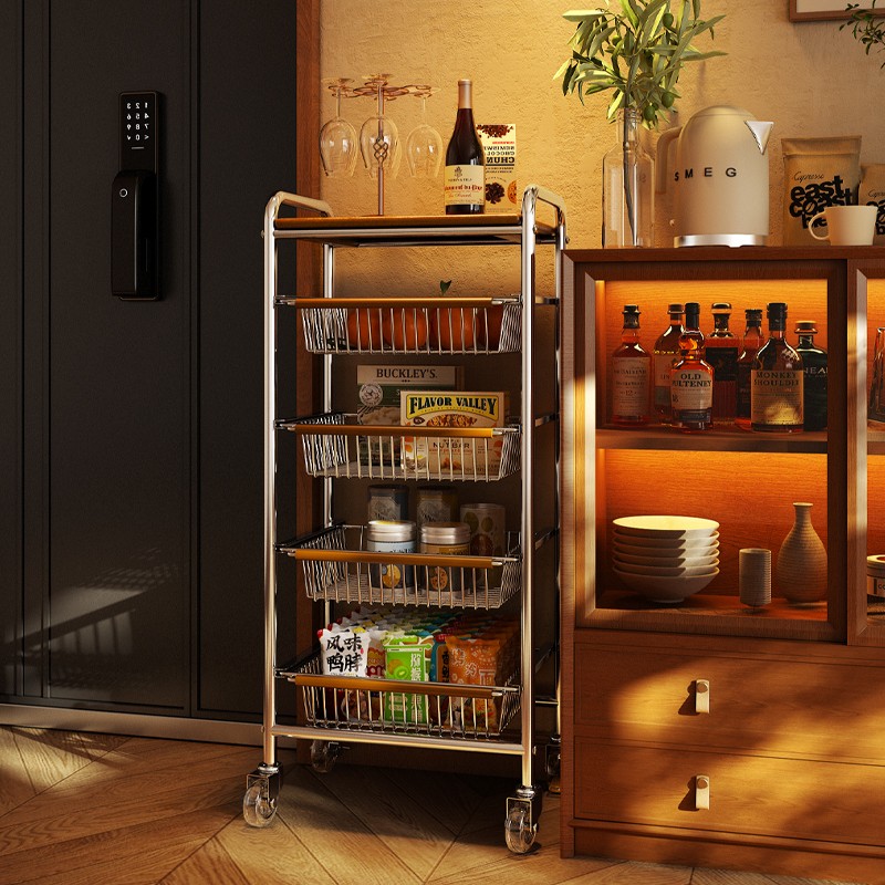 速发风收纳厅推车桌下置物架可移动客小零食几边车茶几收纳架子