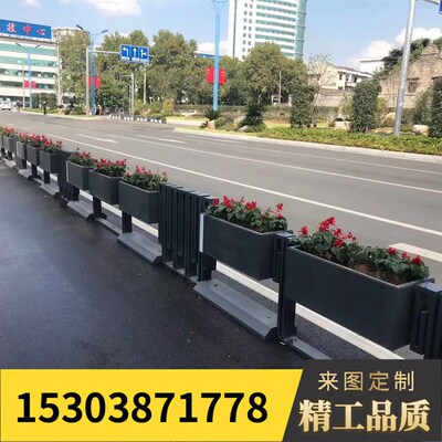 速发镀锈钢花箱护栏城市户政绿化交通道路人车隔离不锌钢组合市外