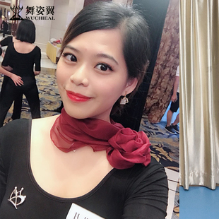 速发肚皮舞练功服脖饰小红花21款 0新2名媛形体服飘纱别针XT