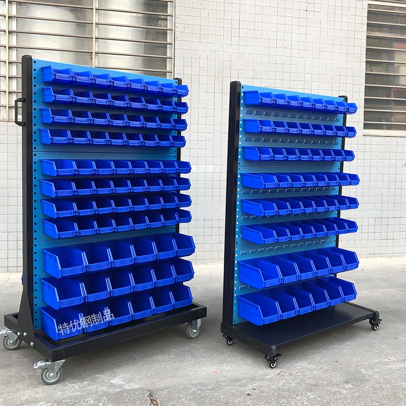 速发移动螺丝车五金工具架加厚螺丝架背面式物料整理架双挂螺丝盒