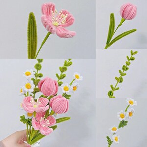 速发紫色扭扭棒花束手工材料包全套加粗特密绒条郁金香向日葵薰衣