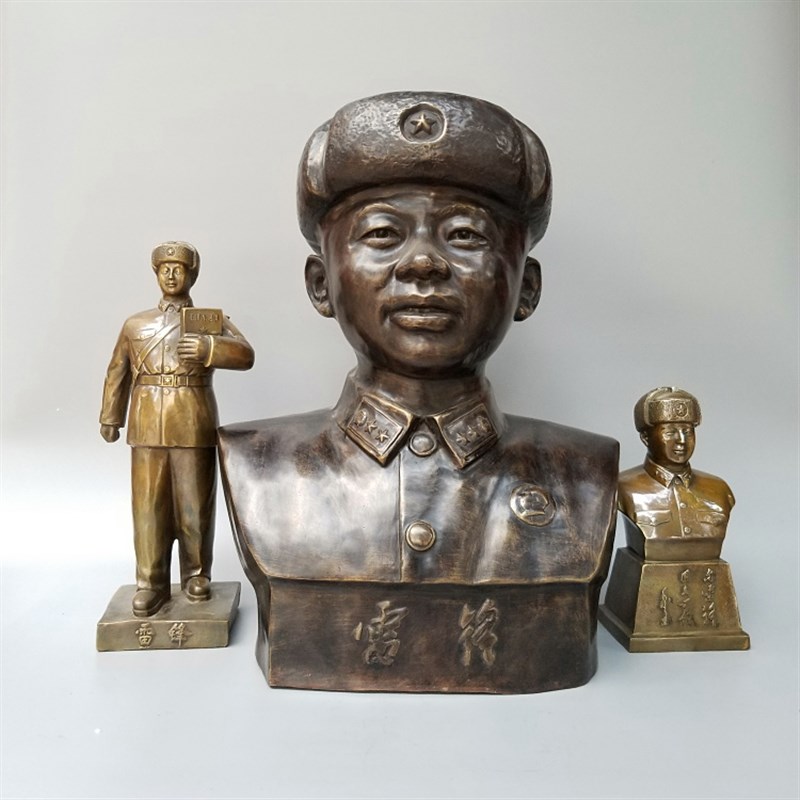 速发黄铜雷锋铜像十大英模雕塑园教雕像校楷模育纪念馆劳模雷锋摆