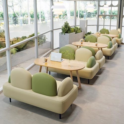 速发啡咖用烘焙甜品店商厅洽谈接待双人卡座沙发奶茶店桌椅组合