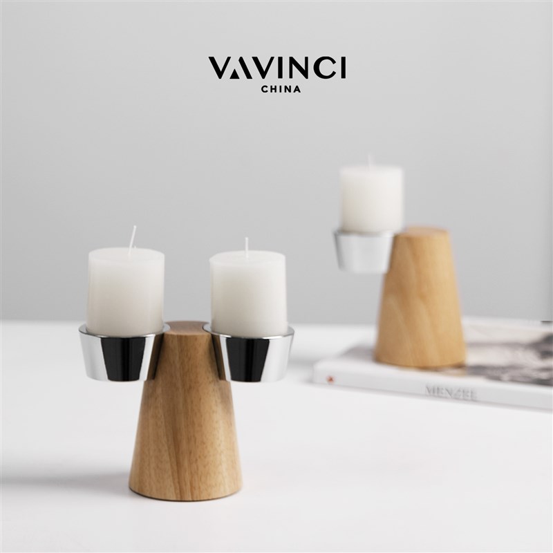 速发新样简约金属实木创意烛台品板间餐厅餐桌摆件民店酒宿装饰品