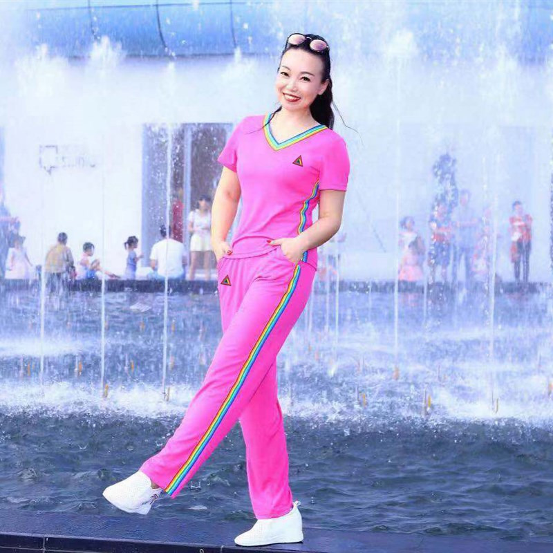 杨丽萍广场舞服装新款运动服女套装夏季中老年跳舞蹈上衣健身操裤
