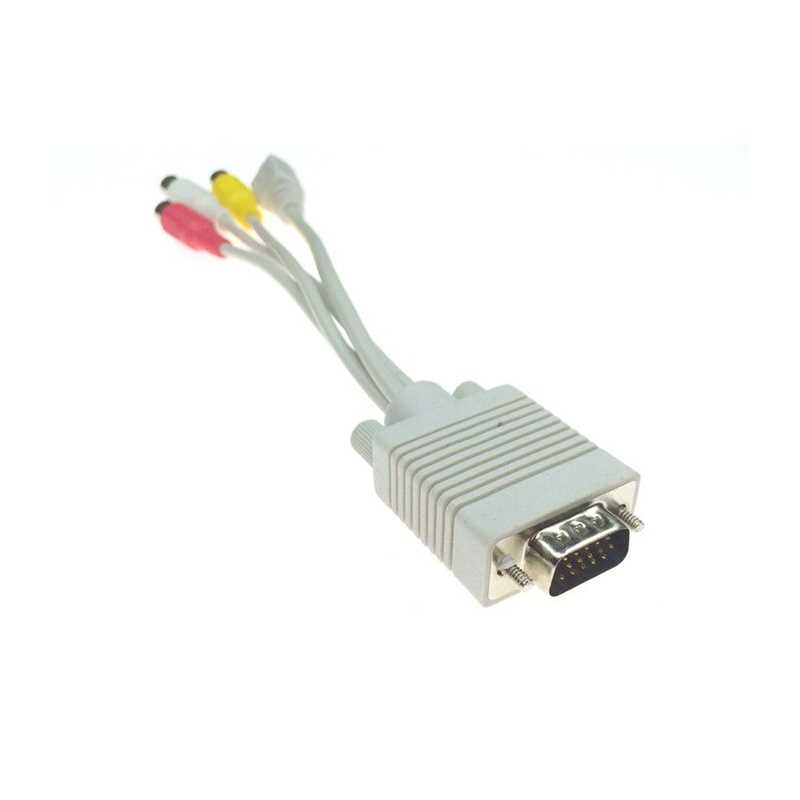 爆款VGA转AV转换线VGA转S端子4孔S-video转接线3RCA莲花音视频